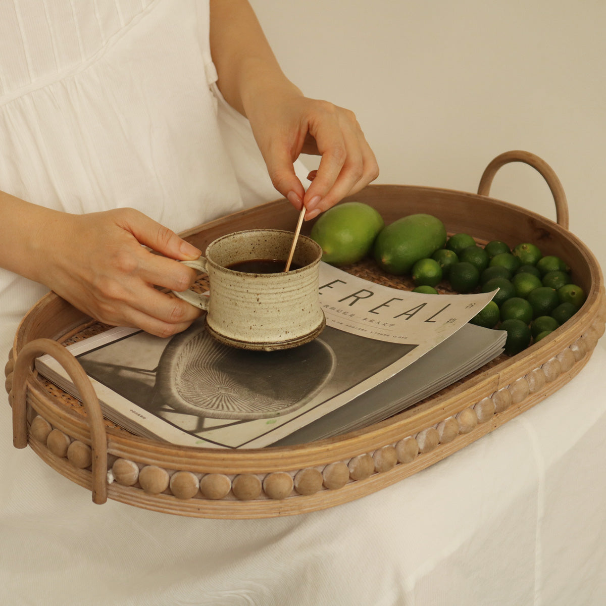 Oval Rattan Serving Tray