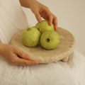 Handcrafted Travertine Stone Pedestal Tray – Minimal Organic Display Stand for Modern Interiors