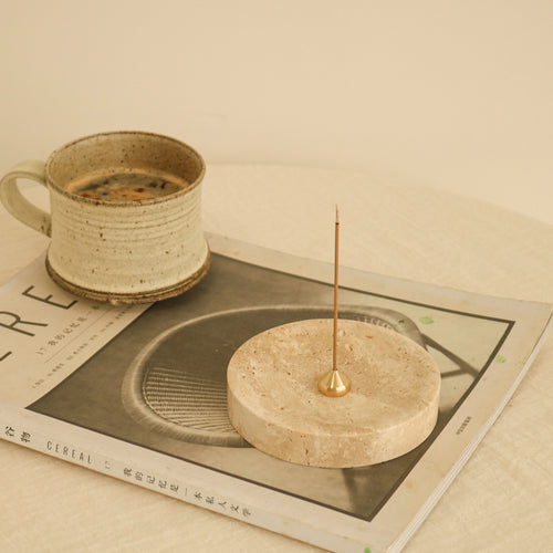 Round Travertine Catchall Tray