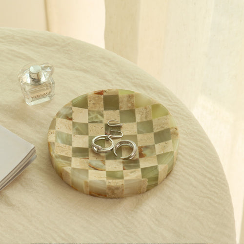 Handcrafted Marble Checkerboard Tray