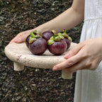Handcrafted Travertine Stone Pedestal Tray – Minimal Organic Display Stand for Modern Interiors