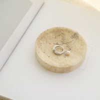 Round Travertine Catchall Tray