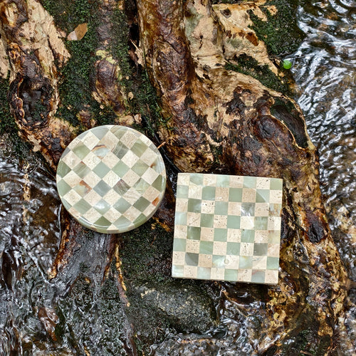 Handcrafted Marble Checkerboard Tray