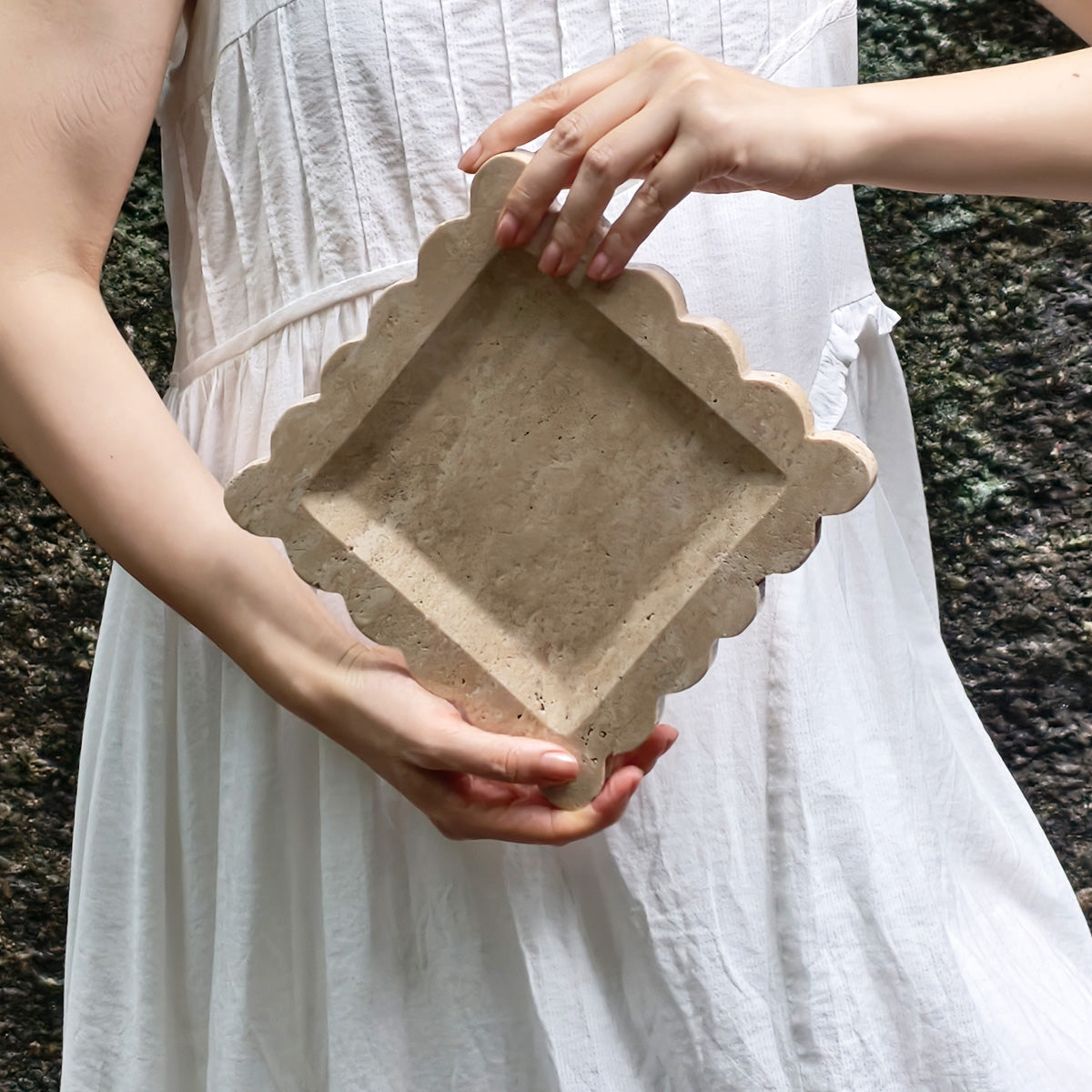 Travertine Scalloped Tray