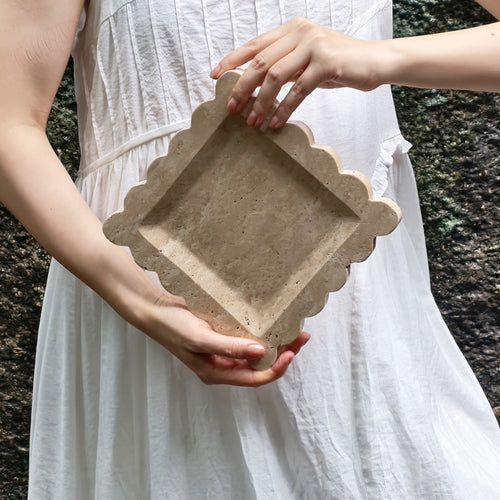 Travertine Scalloped Tray