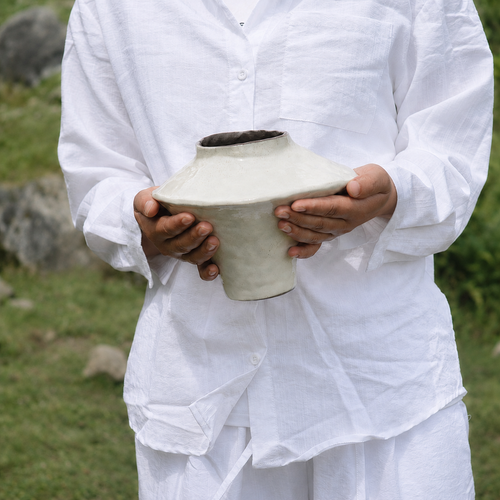Flared Sculptural Ceramic Vase
