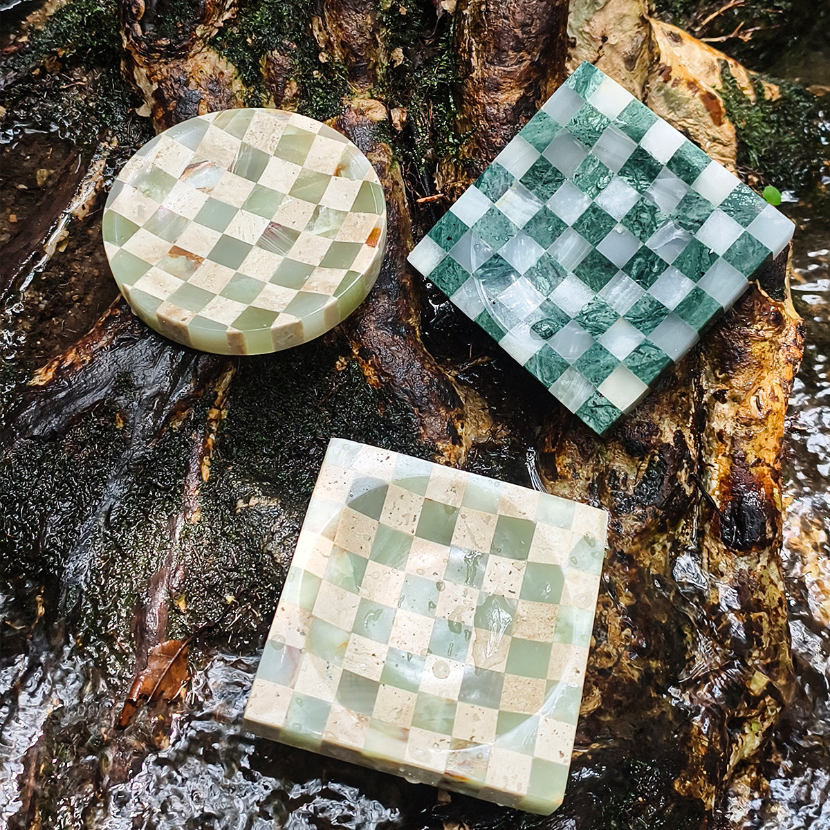 Handcrafted Marble Checkerboard Tray