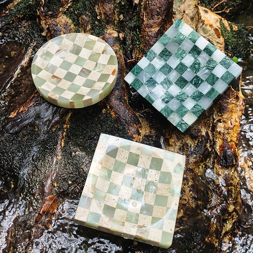 Handcrafted Marble Checkerboard Tray
