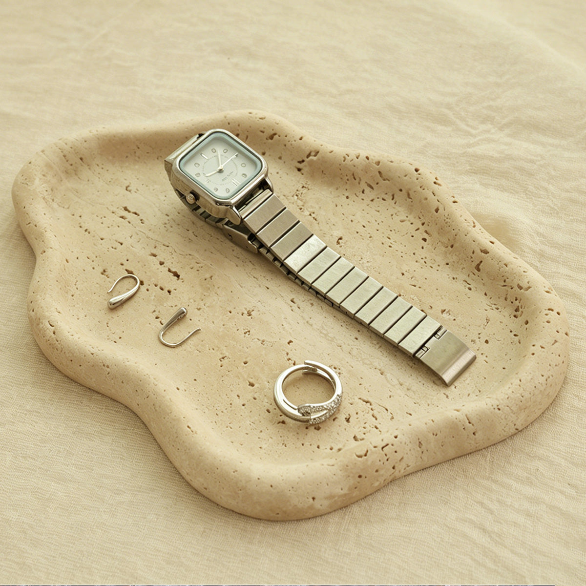 Organic Travertine Stone Display Tray