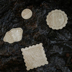 Handcrafted Travertine Scalloped Tray – 20cm Natural Stone Square Plate for Home Decor