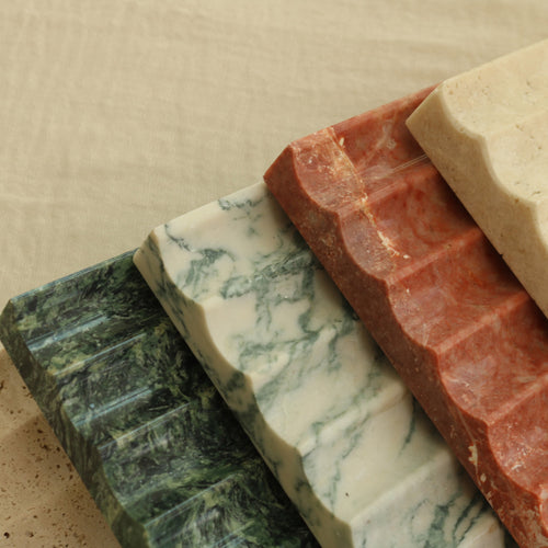 Ribbed Natural Stone Soap Dish