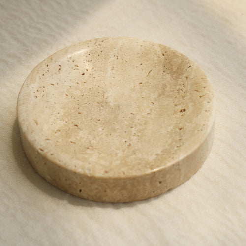 Round Travertine Catchall Tray