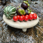 Handcrafted Travertine Stone Pedestal Tray – Minimal Organic Display Stand for Modern Interiors