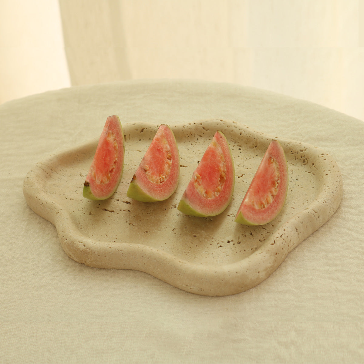 Organic Travertine Stone Display Tray