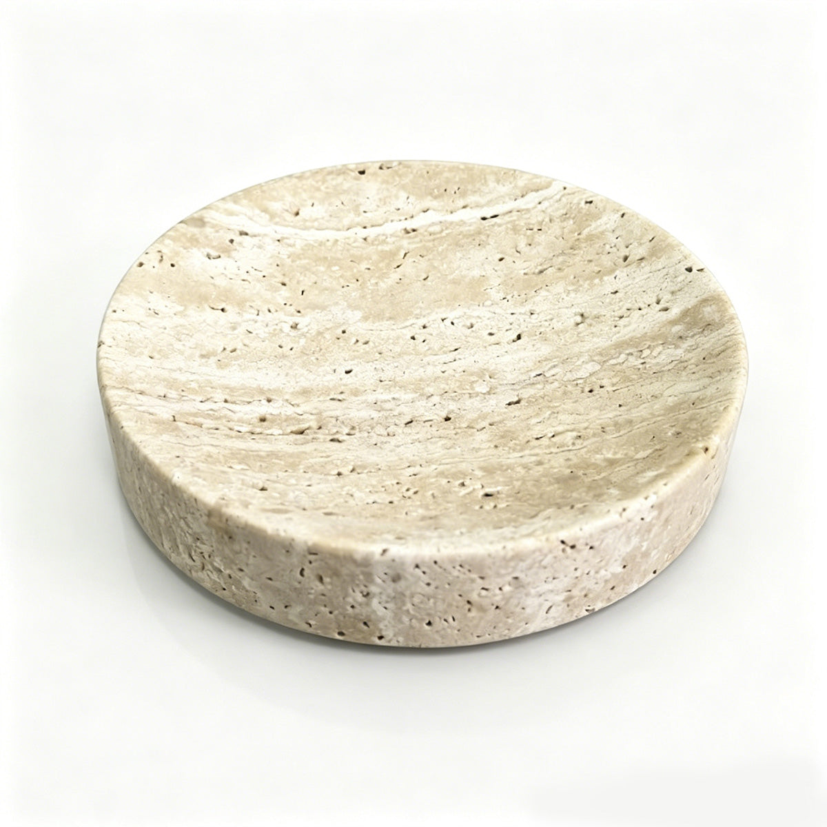 Round Travertine Catchall Tray