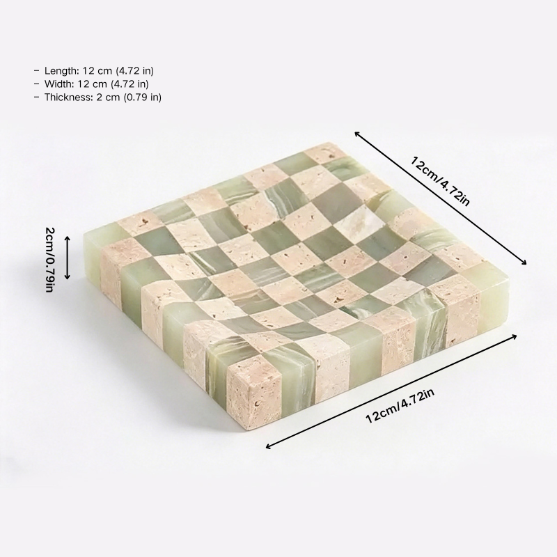 Handcrafted Marble Checkerboard Tray
