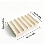 Travertine Soap Dish – Minimal Ribbed Stone Tray