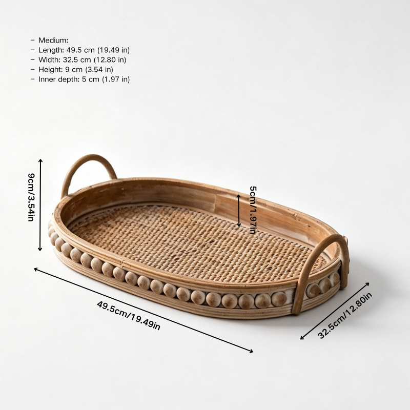 Oval Rattan Serving Tray