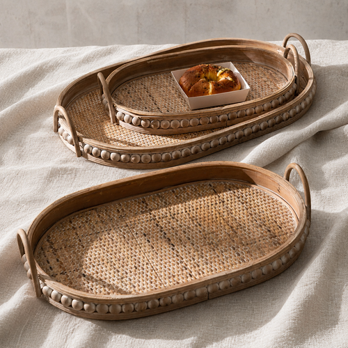 Oval Rattan Serving Tray
