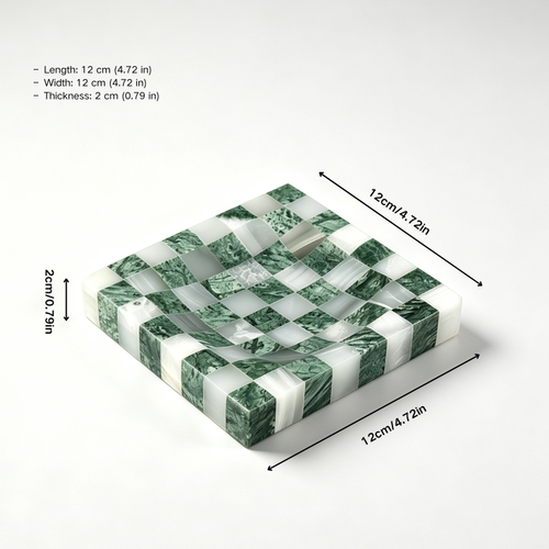 Handcrafted Marble Checkerboard Tray