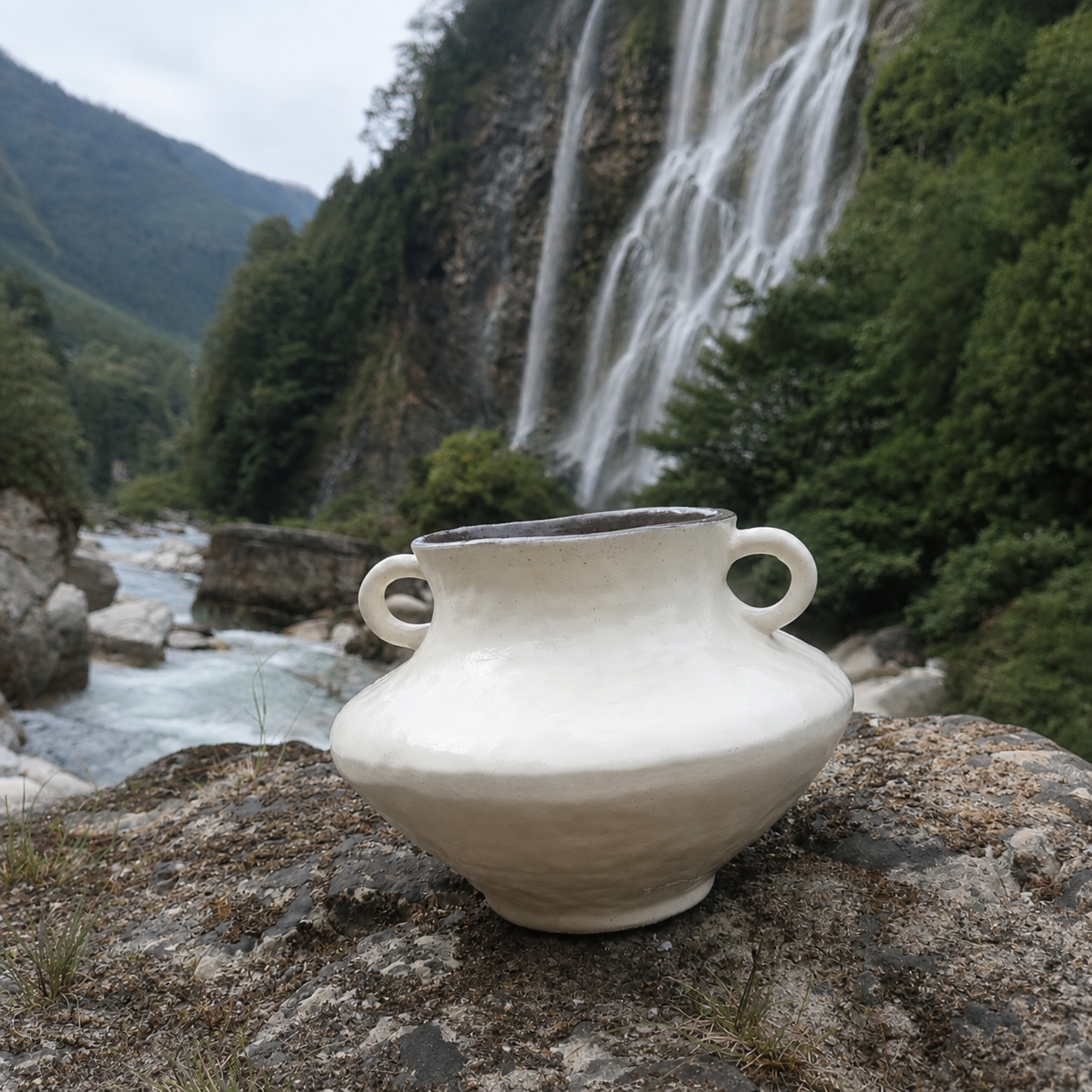 White Double-Handle Ceramic Vase