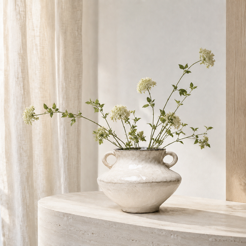 White Double-Handle Ceramic Vase