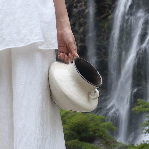 White Double-Handle Ceramic Vase