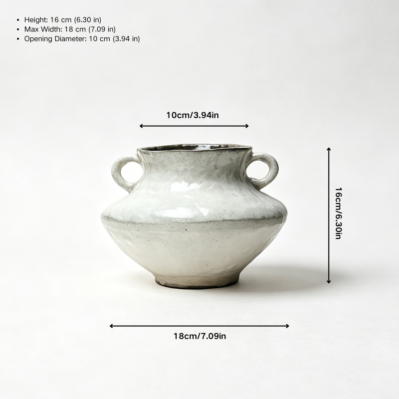 White Double-Handle Ceramic Vase