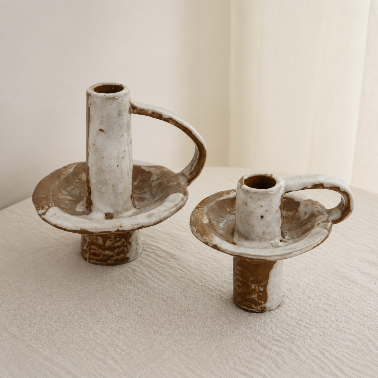 Sculptural Handled Ceramic Candle Holder