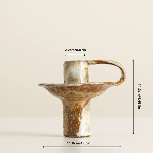 Sculptural Handled Ceramic Candle Holder
