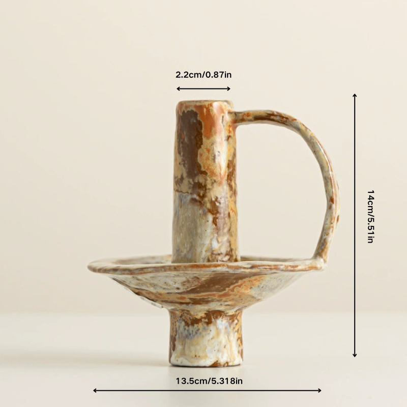 Sculptural Handled Ceramic Candle Holder
