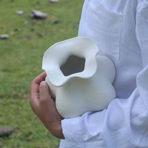 Jingdezhen Sculptural Ruffle Ceramic Vase