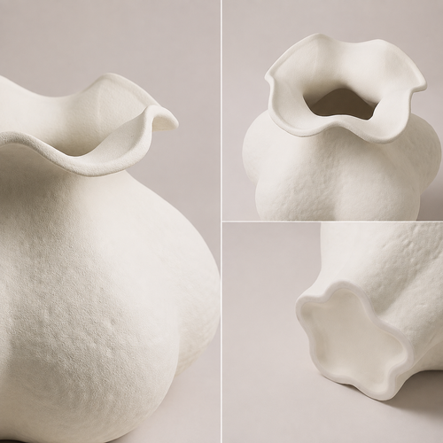 Jingdezhen Sculptural Ruffle Ceramic Vase