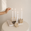 Raw Sculptural Travertine Candle Holder