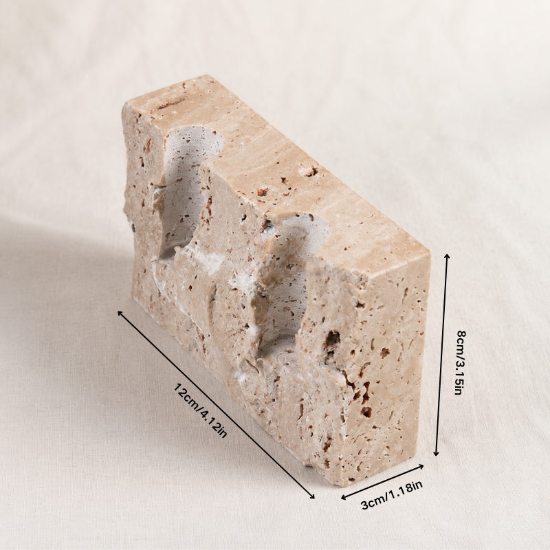 Raw Sculptural Travertine Candle Holder